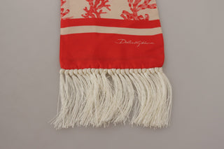 Dolce &amp; Gabbana Elegant Silk Men's Scarf Wrap - Red Coral Print