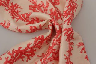 Dolce &amp; Gabbana Elegant Silk Men's Scarf Wrap - Red Coral Print