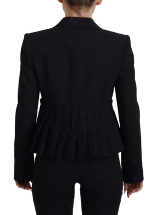 Dolce &amp; Gabbana Elegant Black Stretch Wool Blazer