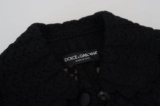 Dolce &amp; Gabbana Elegant Black Wool Blend Button Down Jacket