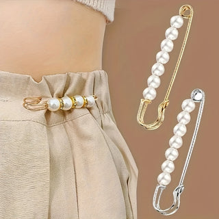 Faux Pearl Waist Pin Scarf Clip Hijab Pin Shawl Clip Brooch Pin Cardigan Pins Brooches for Women 