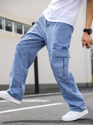 Men's Casual Multi-Pocket Straight Fit All Season Jeans 