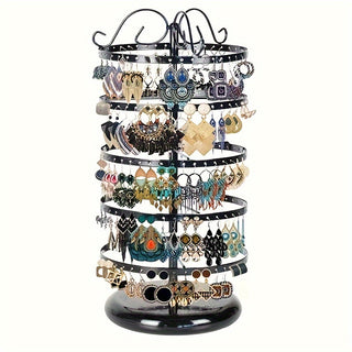 1PC Metal 5 Tier Rotating Jewelry Storage Rack, Jewelry Earrings Storage Holder on Desk, Adjustable Jewelry Organizer Display Stand, for Clothing Store and Window 