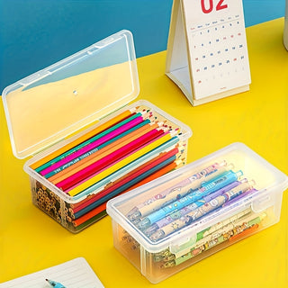 [Top Rated] Set of 4 Large Capacity Pencil Cases - Durable Plastic, Multifunctional Storage Boxes for School and Office 