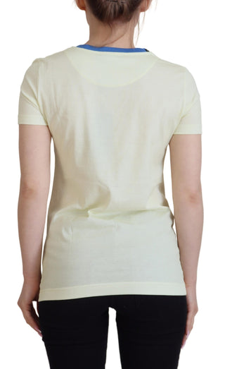 Dolce &amp; Gabbana Elegant Yellow Cotton Tee with Chic Print