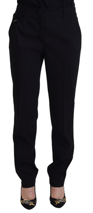 Dolce & Gabbana Elegant Black Wool-Silk Blend Trousers