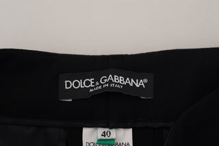 Dolce &amp; Gabbana Elegant Black Wool-Silk Blend Trousers