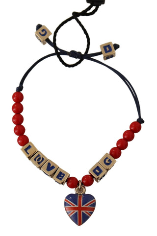 Dolce &amp; Gabbana Elegant Blue, Red Glass &amp; Zama Bracelet