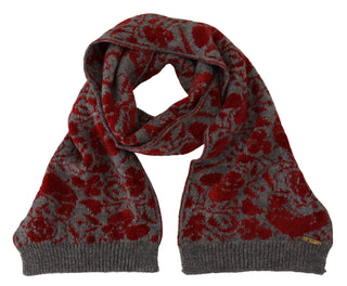 GF Ferre Chic Red and Gray Cotton Wrap Scarf