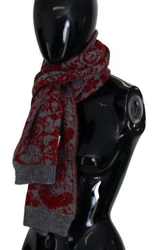 GF Ferre Chic Red and Gray Cotton Wrap Scarf