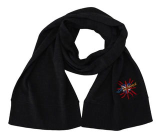 Dolce &amp; Gabbana Elegant Black Wool Scarf Wrap