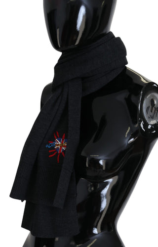 Dolce &amp; Gabbana Elegant Black Wool Scarf Wrap