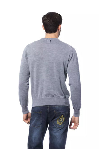 Billionaire Italian Couture Gray Merino Wool Men Sweater