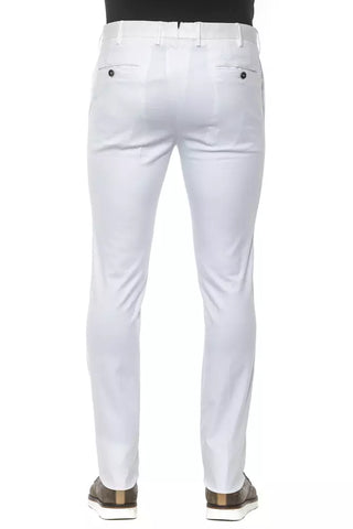 PT Torino White Cotton Slim Mens Trouser