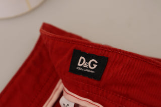 Dolce & Gabbana Chic Red Cotton Denim Pants