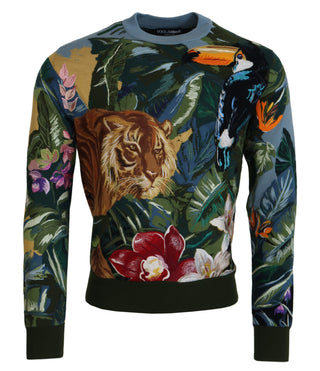 Dolce &amp; Gabbana Jungle Embroidered Wool-Silk Sweater