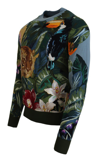 Dolce &amp; Gabbana Jungle Embroidered Wool-Silk Sweater