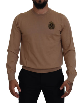 Dolce &amp; Gabbana Beige Cashmere Crewneck Pullover Sweater