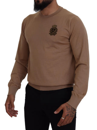 Dolce &amp; Gabbana Beige Cashmere Crewneck Pullover Sweater