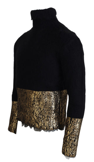 Dolce &amp; Gabbana Stunning Black and Gold Crewneck Sweater