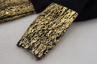 Dolce &amp; Gabbana Stunning Black and Gold Crewneck Sweater