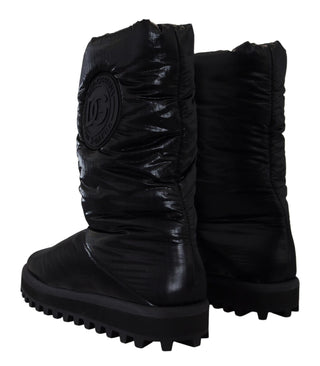 Dolce & Gabbana Elegant Mid-Calf Boots in Black Polyester