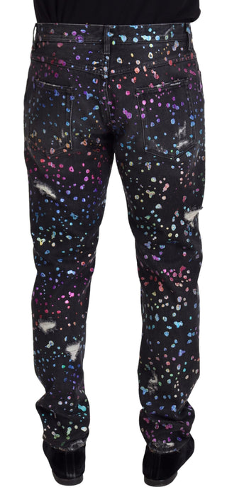 Dolce &amp; Gabbana Elegant Multicolor Printed Denim Pants