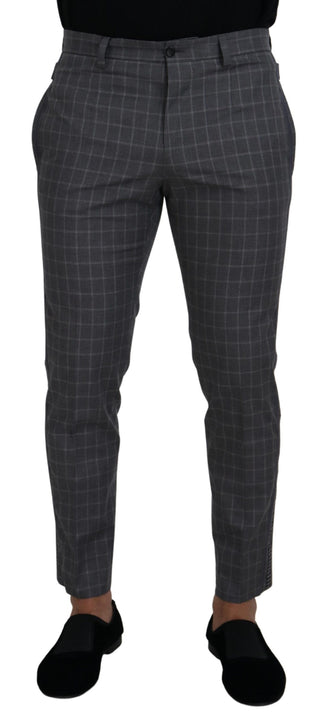 Dolce & Gabbana Elegant Checkered Cotton Pants for Men