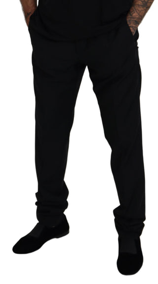 Dolce &amp; Gabbana Elegant Black Virgin Wool Blend Trousers