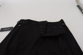 Dolce &amp; Gabbana Sleek Black Italian Designer Pants with Side Buckle