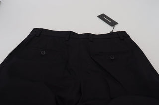 Dolce &amp; Gabbana Sleek Black Italian Designer Pants with Side Buckle