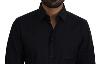 Dolce &amp; Gabbana Chic Black Cotton Dress Shirt