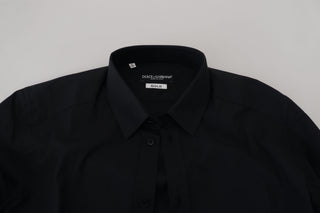 Dolce &amp; Gabbana Chic Black Cotton Dress Shirt