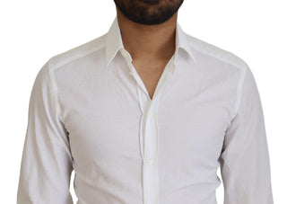 Dolce &amp; Gabbana Elegant White Cotton Dress Shirt Slim Fit