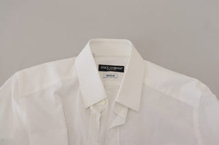 Dolce &amp; Gabbana Elegant White Cotton Dress Shirt Slim Fit