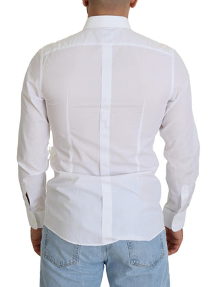 Dolce &amp; Gabbana Elegant White Cotton Poplin Slim Fit Shirt