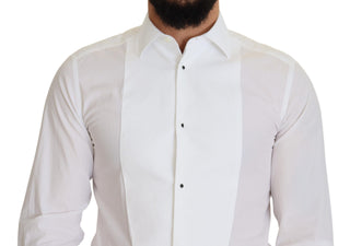 Dolce &amp; Gabbana Elegant White Cotton Poplin Slim Fit Shirt