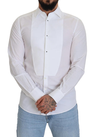 Dolce &amp; Gabbana Elegant White Cotton Poplin Slim Fit Shirt