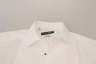 Dolce &amp; Gabbana Elegant White Cotton Poplin Slim Fit Shirt