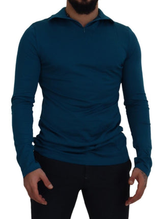 Dolce &amp; Gabbana Elegant Blue Cotton Pullover Sweater