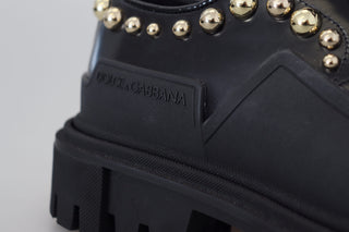 Dolce &amp; Gabbana Timeless Black Leather Derby Flats with Glam Accents