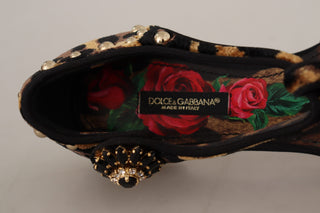 Dolce &amp; Gabbana Floral Embellished Leopard T-Strap Sandals