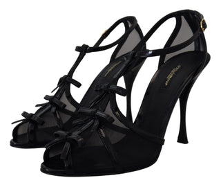 Dolce &amp; Gabbana Elegant Black Stiletto Heeled Sandals