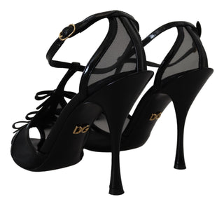 Dolce &amp; Gabbana Elegant Black Stiletto Heeled Sandals