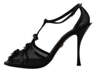 Dolce &amp; Gabbana Elegant Black Stiletto Heeled Sandals