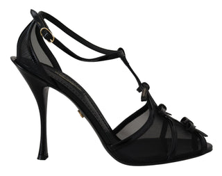 Dolce &amp; Gabbana Elegant Black Stiletto Heeled Sandals