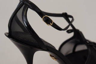 Dolce &amp; Gabbana Elegant Black Stiletto Heeled Sandals