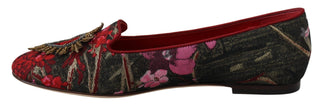 Dolce &amp; Gabbana Multicolor Leather and Fabric Flats with Sacred Heart Patch