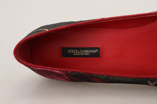 Dolce &amp; Gabbana Multicolor Leather and Fabric Flats with Sacred Heart Patch