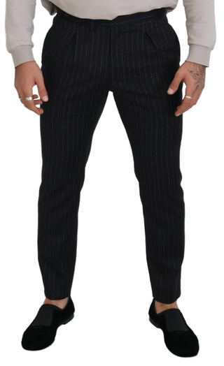 Dolce & Gabbana Elegant Black Striped Wool Blend Trousers